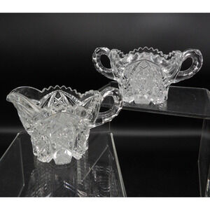 Imperial Glass 526 Clear Pressed Creamer & Sugar Set Vintage Elegant Glass